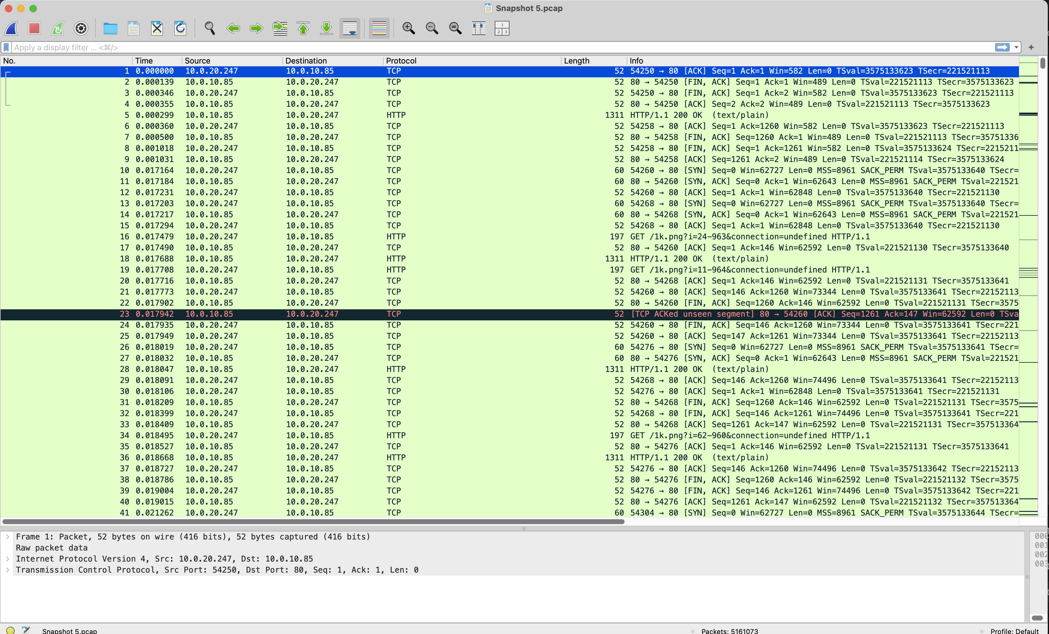 See raw packet information in Wireshark